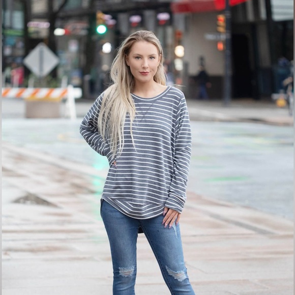 Silver Icing Tops - Silver Icing Christie Stripped Stripped Long Sleeve NWOT